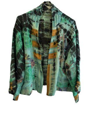 Cofur, sarisilk reverseable short jacket Green dipdye embrodery