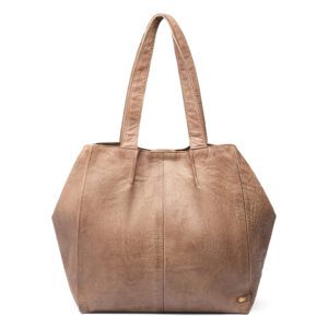 Klassisk skind shopper taske i tidsløst design / 15568 – Taupe