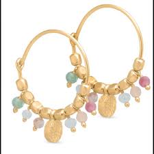 Creol earring goldplated Multi Pastel