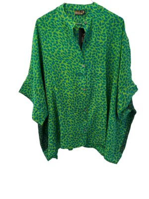 Vintage Sarisilk Diva blouse, Bright Green Onesize