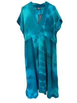 Cofur, sarisilk Casual Long  dress Turqoise dipdye XL