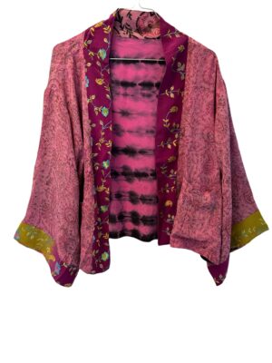 Cofur, sarisilk reverseable short jacket Pink dipdye