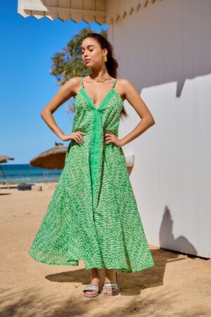 Bianca Cotton Strapdress ,Onesize Green