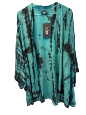 COFUR sarisilk short Dubai kimono turquoise dipdye pearl