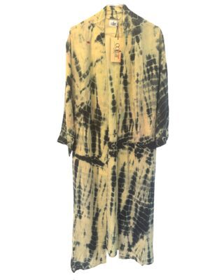 Cofur Vintage sarisilk Long kimono Pastel yellow dipdye