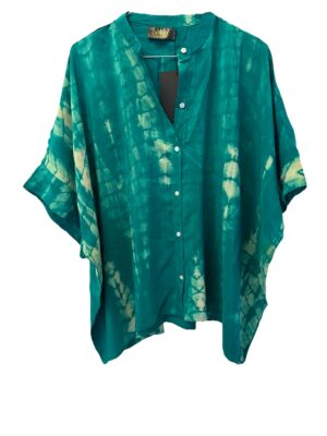 Vintage Sarisilk Diva blouse, Green Dipdye Onesize