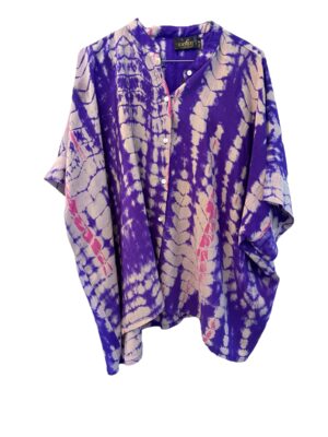 Vintage Sarisilk Diva blouse, purple/pink dip dye Onesize