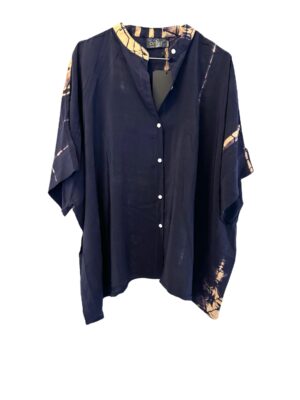 Vintage Sarisilk Diva blouse, navy dip dye Onesize