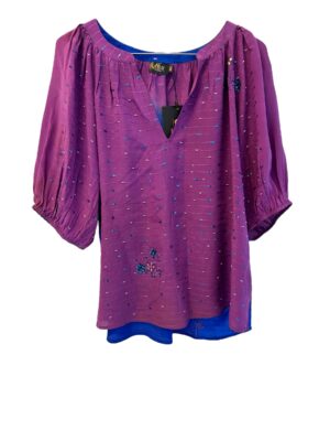 Cofur Rosalina shirt sarisilk M/L, Blue/purple sequins